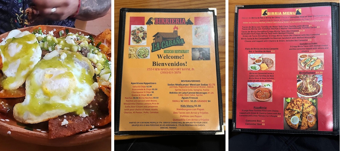 Birrieria La Cabaña Mexican Restaurant Menu
