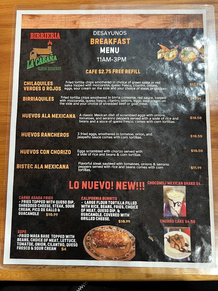 Birrieria La Cabaña Mexican Restaurant Menu image 2